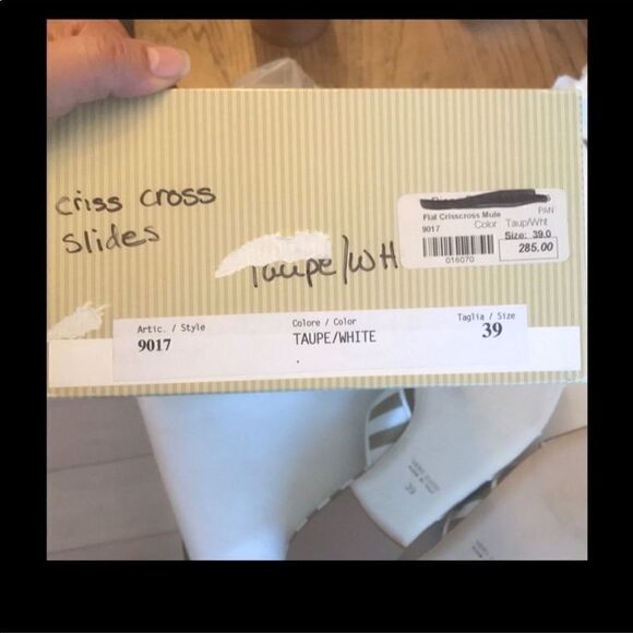 DIANE B. TAUPE/WHITE CRISS CROSS SLIDES.  … - Picture 5 of 6